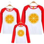 橘子瓣橙子小童水果柠檬运动会服亲子长袖亲子装T恤一家三口装棉t