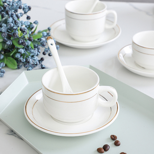 欧式陶瓷咖啡杯套装小奢华金边陶瓷奶茶杯酒店，美式咖啡杯可定制