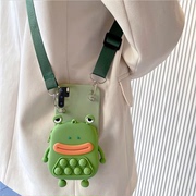 绿色卡通青蛙零钱包斜挎挂绳适用华为p30手机，壳p30pro斜跨背带p20por可背包包p10卡包一体挎包背包式可爱