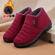 冬季老北京女棉鞋加绒防滑布鞋秋冬妈妈中老年人平底奶奶保暖棉靴