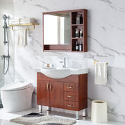 橡木浴室柜小户型洗脸盆，柜组合落地实木，洗手一体中式实木卫生
