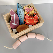 儿童木框组合仿真甜点过家家餐具套装食玩仿真模拟厨房玩具