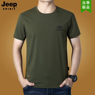 jeep短袖t恤男夏季宽松大码休闲户外运动圆领，半袖体恤衫高端男装