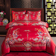 四件套结婚k婚庆大红色加厚床单被套婚礼礼双人被罩床上用