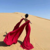 设计感纯欲露背抹胸拖地长裙氛围感新疆西藏度假红色飘逸连衣裙女