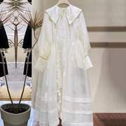 早春超仙欧根纱高级感小众白色娃娃领衬衫裙法式小众设计感裙子女