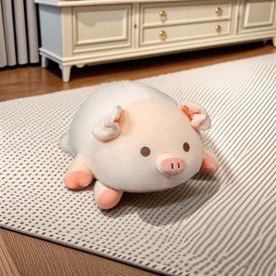 创意可爱猪猪抱枕卡通小猪bobo趴姿猪玩偶粉色，趴猪公仔毛绒玩具送
