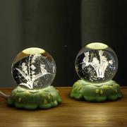 3d内雕玫瑰花束水晶球，摆件小夜灯桌面装饰氛围，灯创意新年礼物