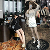 韩国夏季时尚包臀显瘦短裙套装，女薄款雪纺长袖宽松连帽卫衣两件套