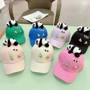 韩版宝宝卡通帽子春秋季男孩女童动物园鸭舌帽，儿童熊猫公仔棒球帽