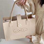 简约毛毡购物袋大容量手提袋，女旅行外出时尚环保，袋子手拎包袋