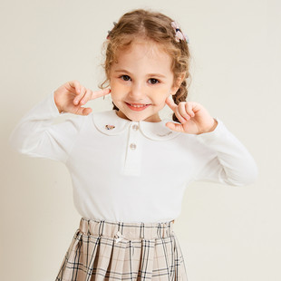 精典泰迪女童纯棉长袖polo衫，娃娃领打底衫t恤秋季儿童洋气上衣