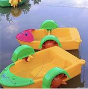 婴儿童单双人(单双人)亲子，互动手摇船充气水池，大型水上游乐碰碰手划卡通船