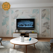 北欧电视背景壁纸创意叶子，墙纸卧室简约壁纸，无缝背景墙定制壁画