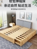 简约全实木收纳伸缩床床抽拉拼接床拖床小户型多功能储物床母子床