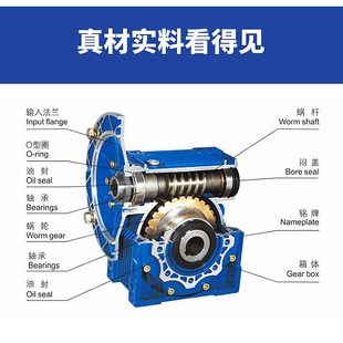 定制涡轮蜗杆铝合金减速电机RV050/25-0.75KW-80B14-银低温升高扭