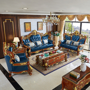 欧式真皮沙发 123组合纯实木客厅整装大户型别墅头层牛皮沙发定制