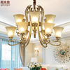 美式客厅灯具复古吊灯双层 欧式餐厅卧室灯现代简约 仿古全铜灯饰