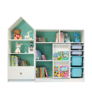 可比熊实木儿童房家具组合套装，客厅玩具收纳架书柜宝宝绘本置物架