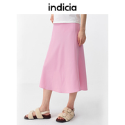 indicia粉色a字半身裙，女休闲长裙春秋季商场，同款标记女装