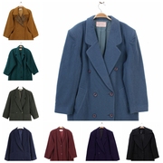 vintage古着孤品复古秋冬日本制羊毛呢，女式大衣糖果色彩西装领