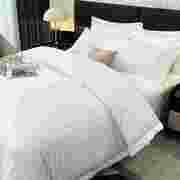 宾馆酒店床上用品四件套民宿风布草纯白色床品床单被套三件套加厚
