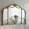 复古欧式化妆镜梳妆台镜壁挂卧室镜子玄关客厅雕花金色装饰镜定制