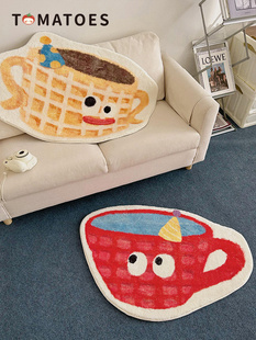 番茄营业中杯子地毯卧室，床边毯脚垫，秋冬加厚毛绒儿童房地垫
