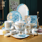唐山骨瓷餐具套装中式碗碟，套装家用陶瓷，碗筷组合送礼瓷器时光