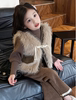 女童套装2023韩版洋气毛马甲打底毛衣时髦加绒喇叭裤三件套冬