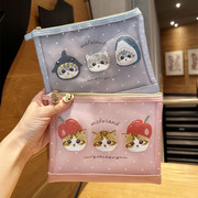 可爱卡通猫系列pvc网纱透明化妆包，外出旅行便携洗漱包口红收纳袋
