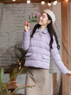 纻衣复古紫色羽绒棉服2023冬装女小个子温婉棉衣时尚短款外套