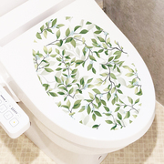 墙贴贴画厕所卫生间创意马桶贴纸，防水自粘清新绿叶植物贴画装
