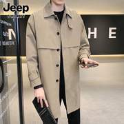 Jeep吉普春季风衣男士中长款潮牌大衣2024帅气休闲夹克外套男