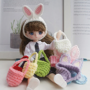 芭比娃娃毛线针织手提袋小包包，发箍兔耳朵针织发带可爱头饰配件