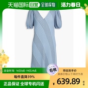 香港直邮潮奢 GANNI 甘尼 女士 褶裥条纹雪纺连衣裙 F61056238