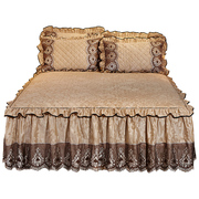 欧式夹棉加厚床裙蕾丝床罩单件1.8米1.5天鹅绒保暖席梦思防滑垫套