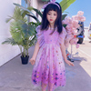紫色公主裙，闪亮雪纺纱夏季连衣裙儿童长裙，原创设计女童装