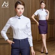 东航空姐白衬衫职业衬衣女，长袖立领盘扣上衣空乘工装复古工作服
