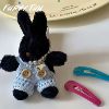 韩国热门黑色小兔子挂件赵露思同款毛衣玩偶钥匙扣包包礼物装饰