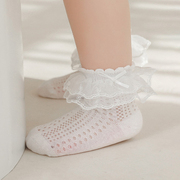 儿童蕾丝花边袜纯棉女童公主夏季薄款女宝宝中筒袜婴儿春夏款短袜