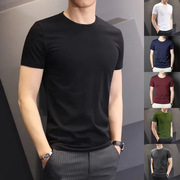 衫少服饰短袖t恤男装夏季韩版修身型薄款140克涤纶外贸纯色打底衫