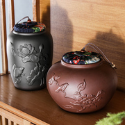 宜兴紫砂中式茶叶罐陶瓷大号手工，密封醒茶存茶罐，防潮普洱罐茶叶缸