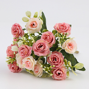 家居装饰仿真花假花绢花客厅餐桌室内摆放花艺北欧风格15头小玫瑰