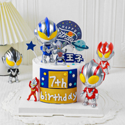 网红卡通英雄超人打怪兽，蛋糕装饰品摆件儿童节宝宝，生日甜品台布置