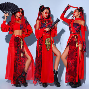 中国风女团演出服韩舞打歌，服街舞套装性感，爵士舞服装年会舞蹈服女
