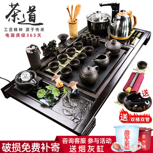 紫砂功夫茶具套装家用商用电磁炉茶盘青花白瓷，一体全自动烧水电器