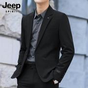 Jeep吉普男士西服外套冬季潮流黑色上衣职业正装商务休闲西装男款