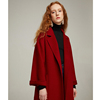 复古红色双面呢羊毛大衣女秋冬装韩版气质，中长款毛呢外套