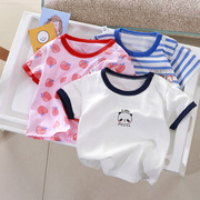 2023女宝宝短袖t恤0男小童，婴儿上衣1儿童，夏装纯棉2女童装3岁